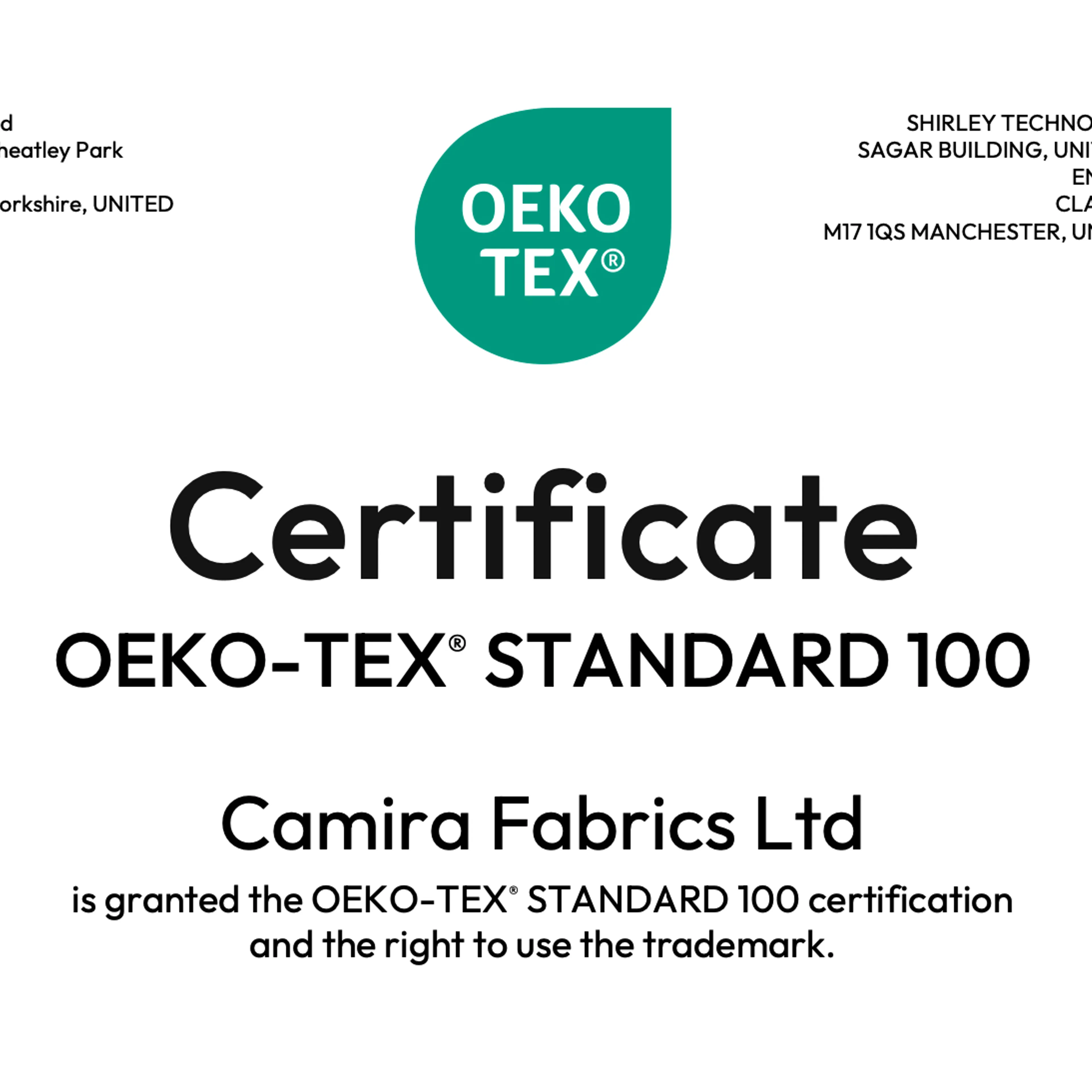 Oeko Tex Recycled Polyester Certificate Image (1) Oeko Tex Recycled Polyester Certificate Image (1)